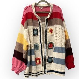 POL Multicolor Patchwork Cardigan